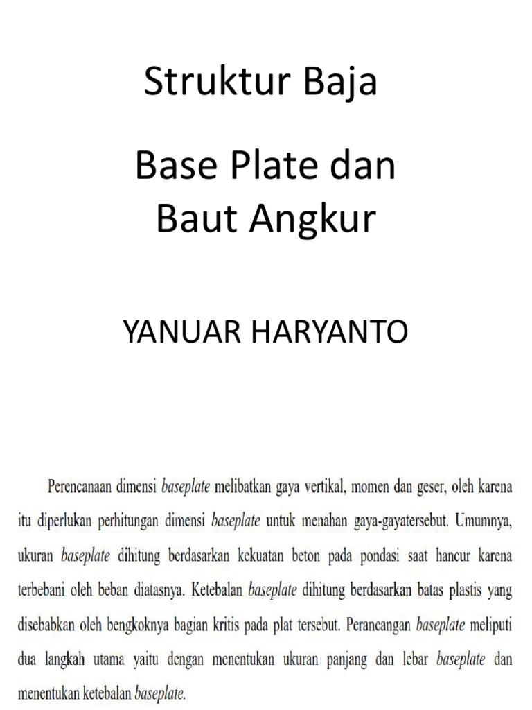 Desain Base Plate dan Baut Angkur | PDF