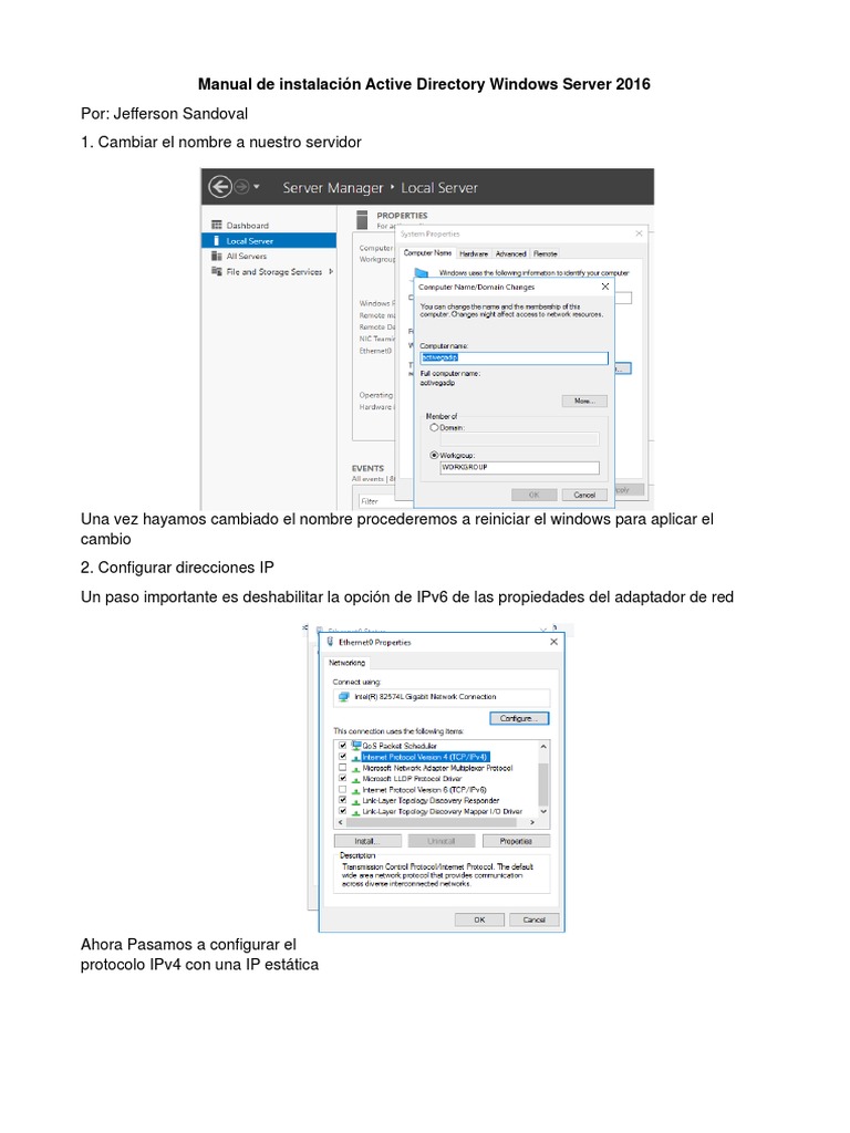 Instalación de Active Directory en Windows Server 2016 | PDF ...