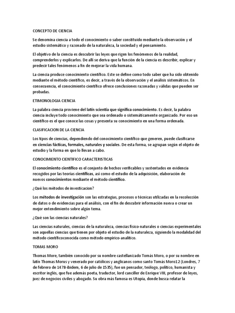 Concepto y Clasificación de la Ciencia | PDF | Conocimiento | Science