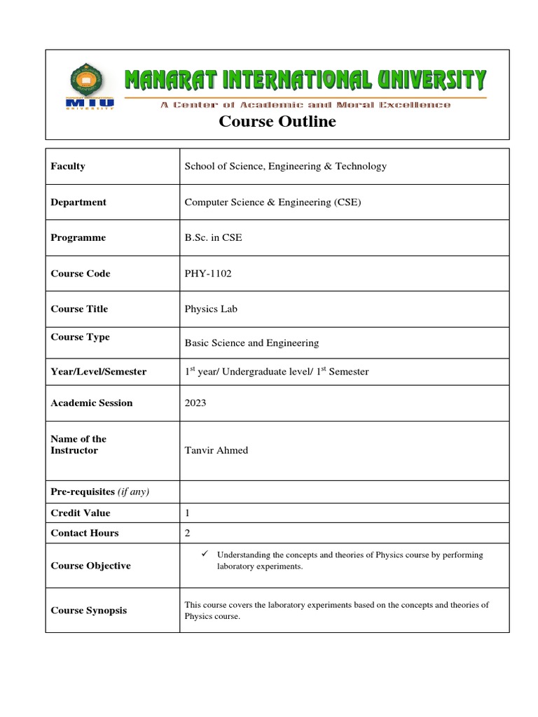 Physics Laboratory Experiments Mapping Concepts to Program