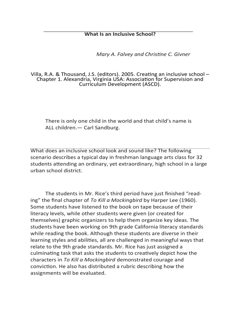 Understanding Inclusive Schools | PDF | Inclusion (Education) | Special ...