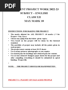 English Project Topics 12