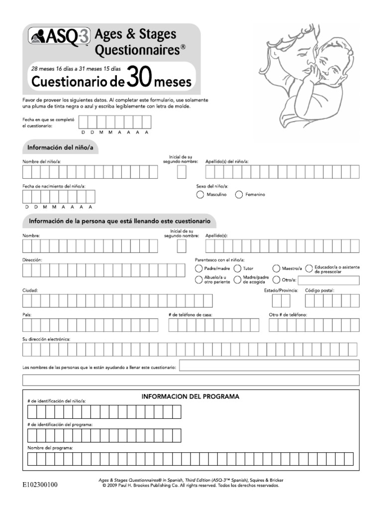 Asq 30 Month Questionnaire: 30 Month Age Questionnaire – CYEZ