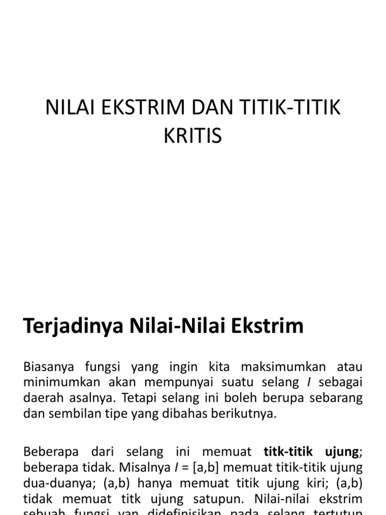 Titik Kritis dan Nilai Ekstrim Fungsi | PDF | Metode & Bahan Ajar ...