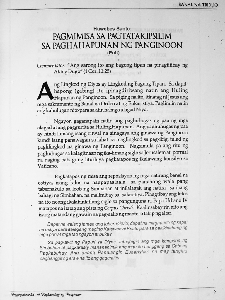3bt huwebes santo pagmimisa sa pagtatakipsilim sa paghahapunan ng