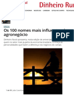 DINHEIRO RURAL. Os 100 Nomes Mais Influentes Do Agronegócio. (2018)