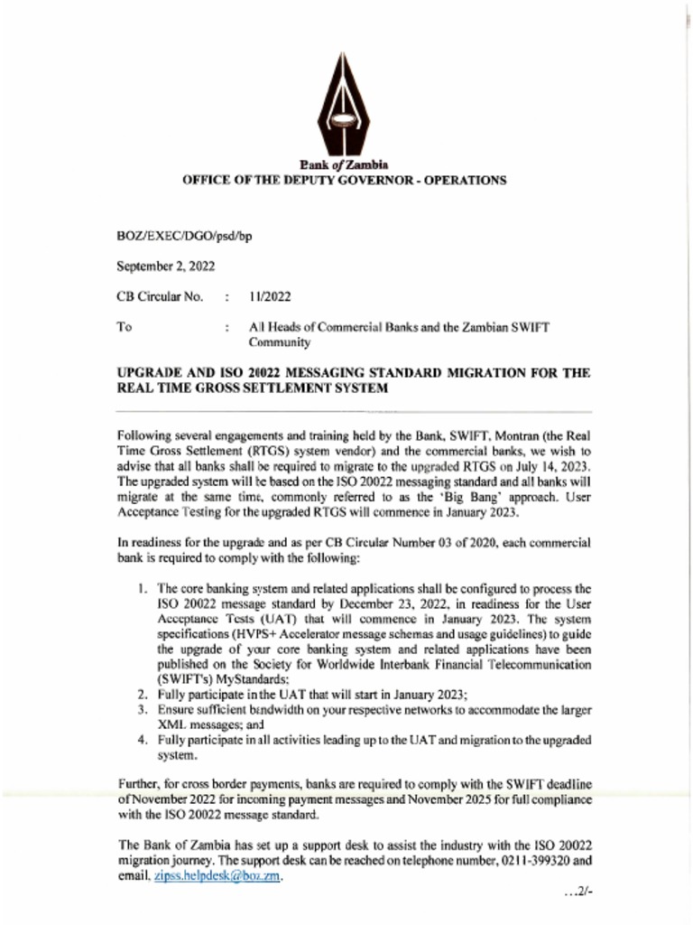 Bank of Zambia ISO20022 | PDF