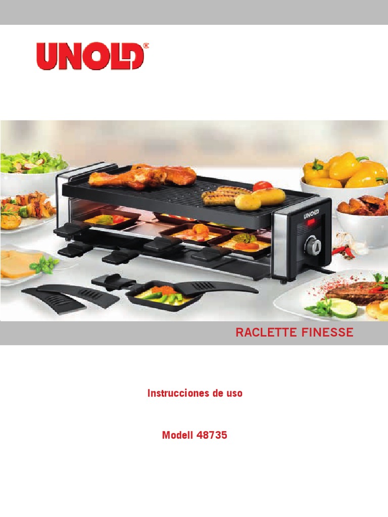Manual 1277269 Unold Finesse Raclette 8 Pannikins With Manual