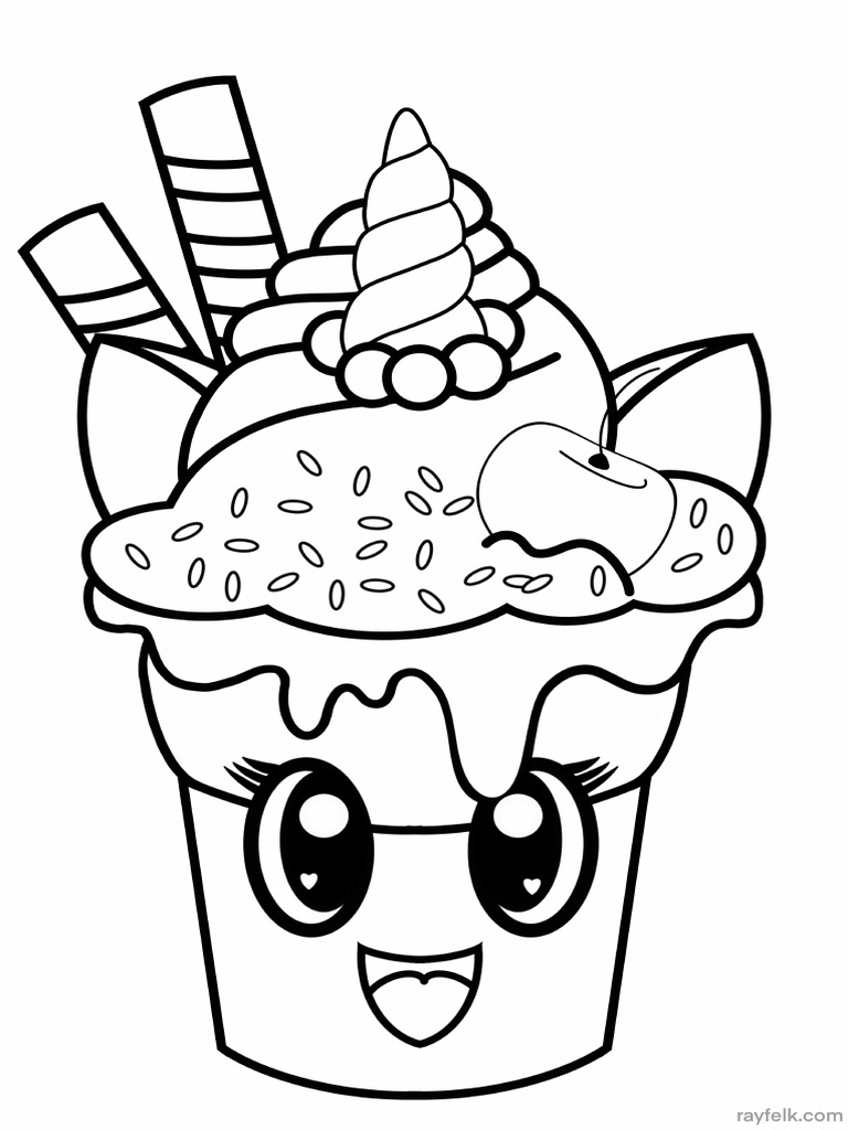 23 Unicorn Ice Cream Coloring Pages PDF