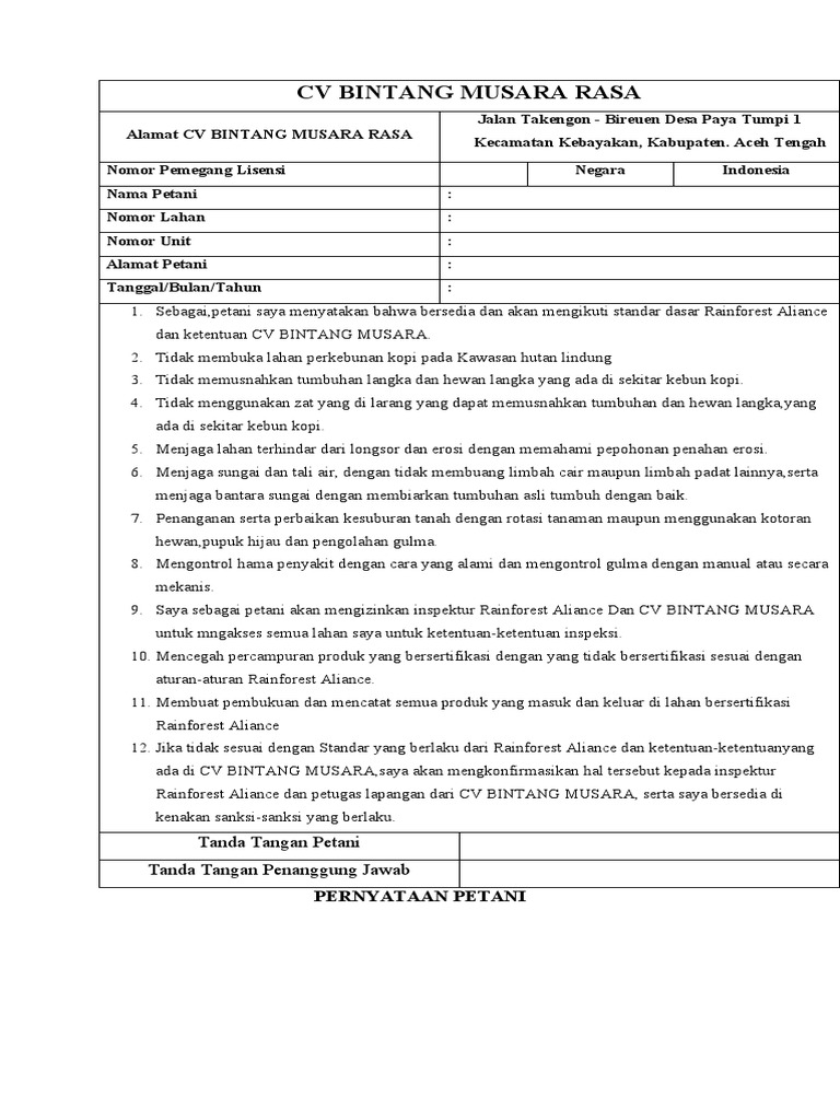 CV Bintang Musara Rasa | PDF