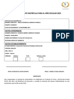 Comprobante Matricula para El Ano Escolar 2023