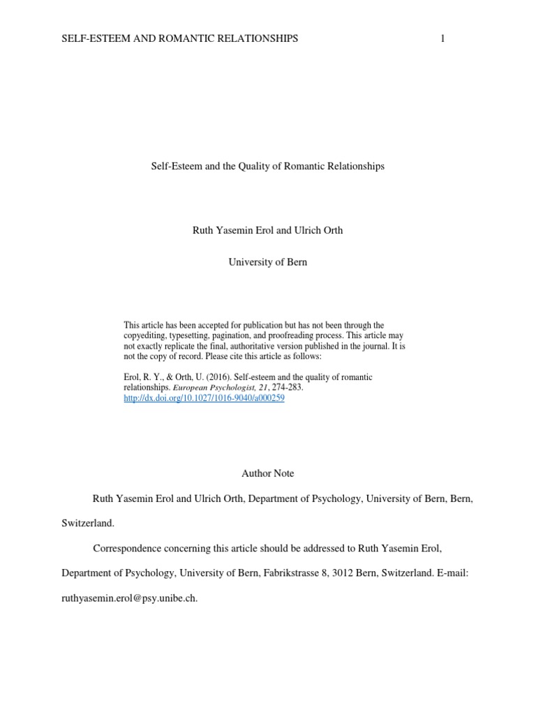 Impact of Self-Esteem on Relationships | PDF | Self Esteem | Attachment ...