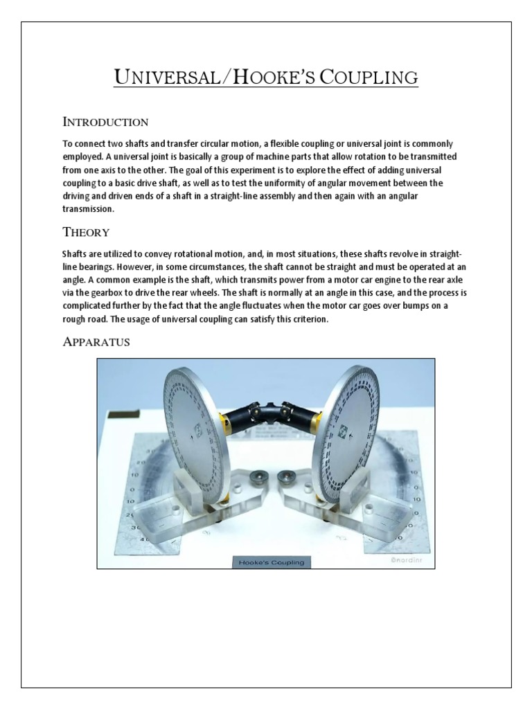 Universal Coupling Pdf Mechanical Engineering Manufactured Goods