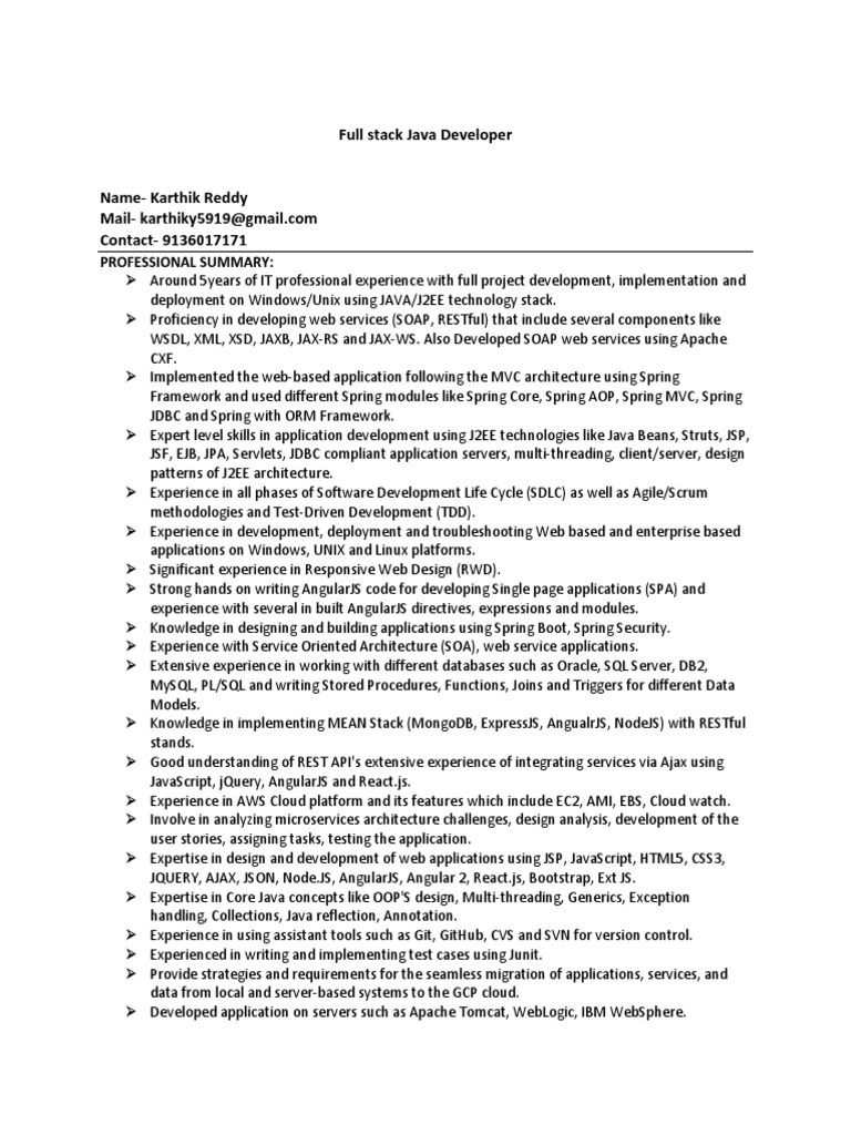 Dice_Profile_Karthik_y | PDF | Spring Framework | Angular Js