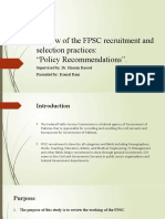 Review of The FPSC Recruitment and Selection Practices: "Policy Recommendations