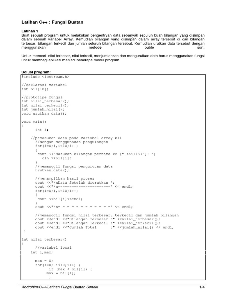 Latihan C++: Fungsi Array dan Gaji | PDF | Metode & Bahan Ajar | Komputer