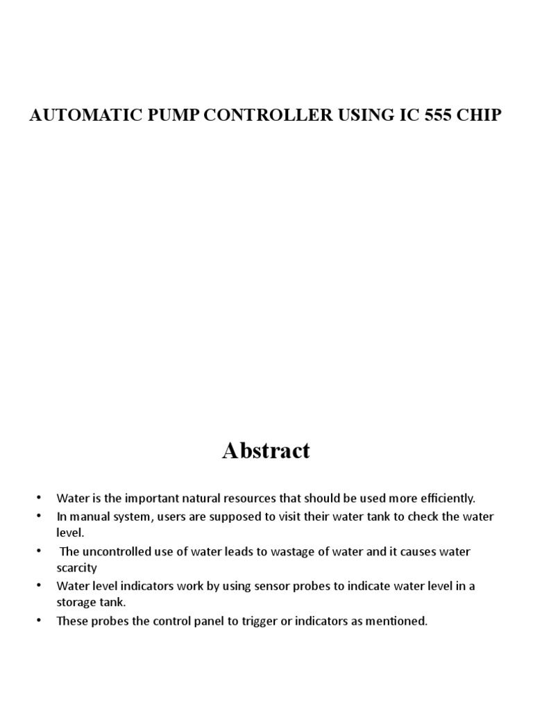 Automatic Water Pump Controller 555 IC | PDF | Electrical Components ...