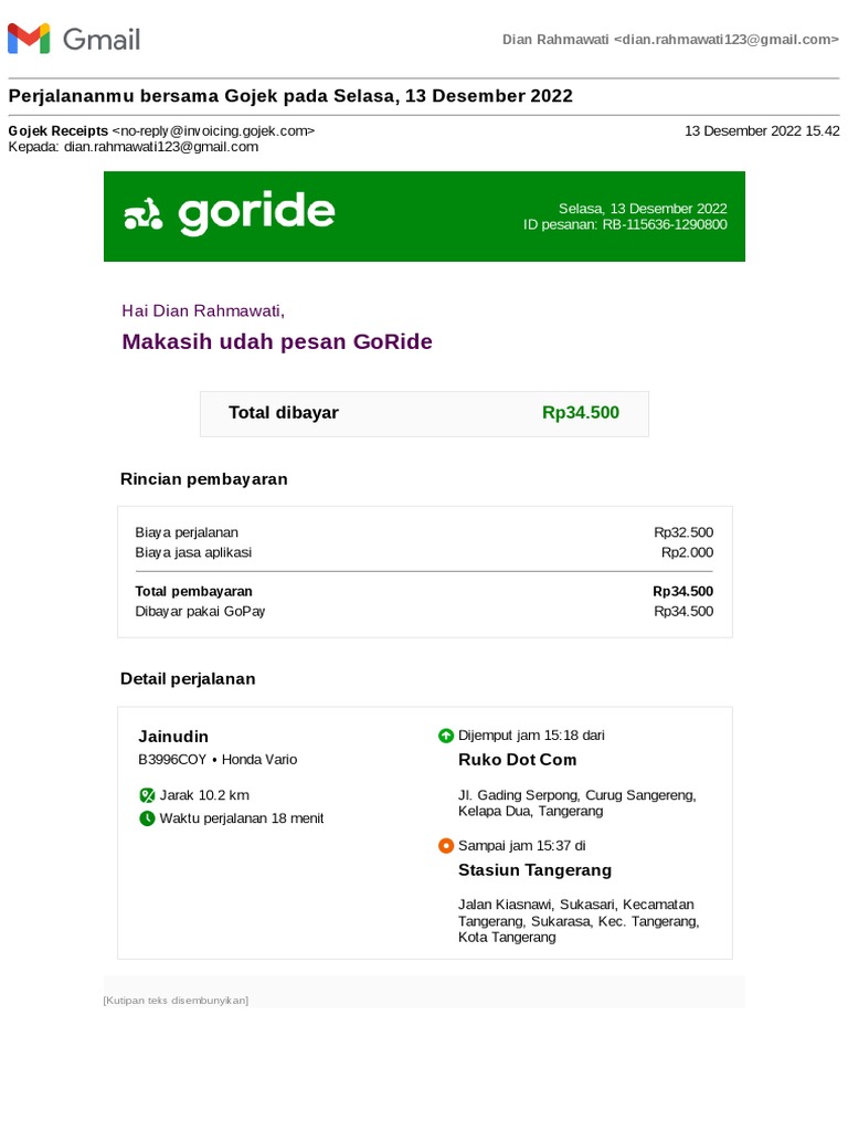 Gojek Receipt 13 Desember PDF