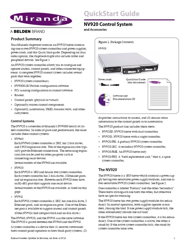 QG0014-01 NV920 QuickStart Guide | PDF | Installation (Computer ...