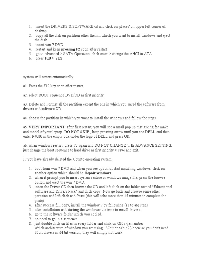 Installing Windows 7 in Laptop PDF Microsoft Windows Windows 7