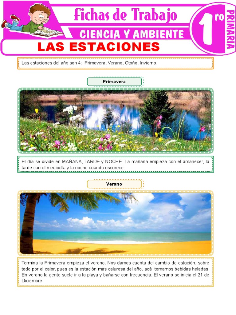 Las Estaciones para Primer Grado de Primaria | PDF | Temporada de primavera)  | Verano, image size:768x1024