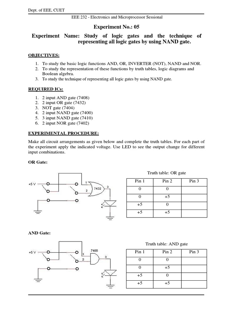 Experiment No PDF Logic Gate Electricity