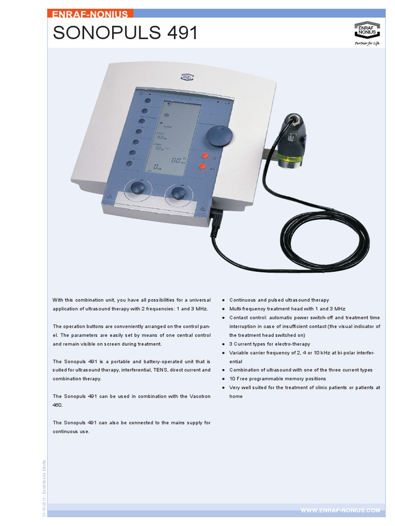 Enraf-Nonius Sonopuls 491 Overview | PDF | Hertz | Ultrasound