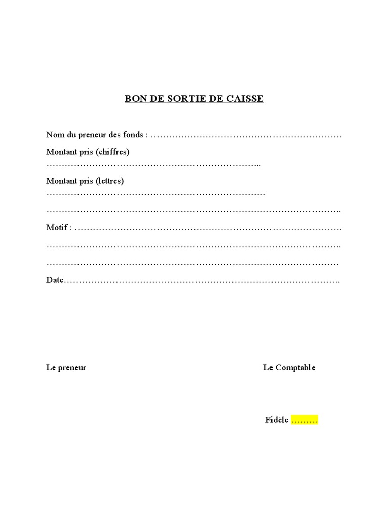 Bon de Sortie de Caisse - Copie | PDF
