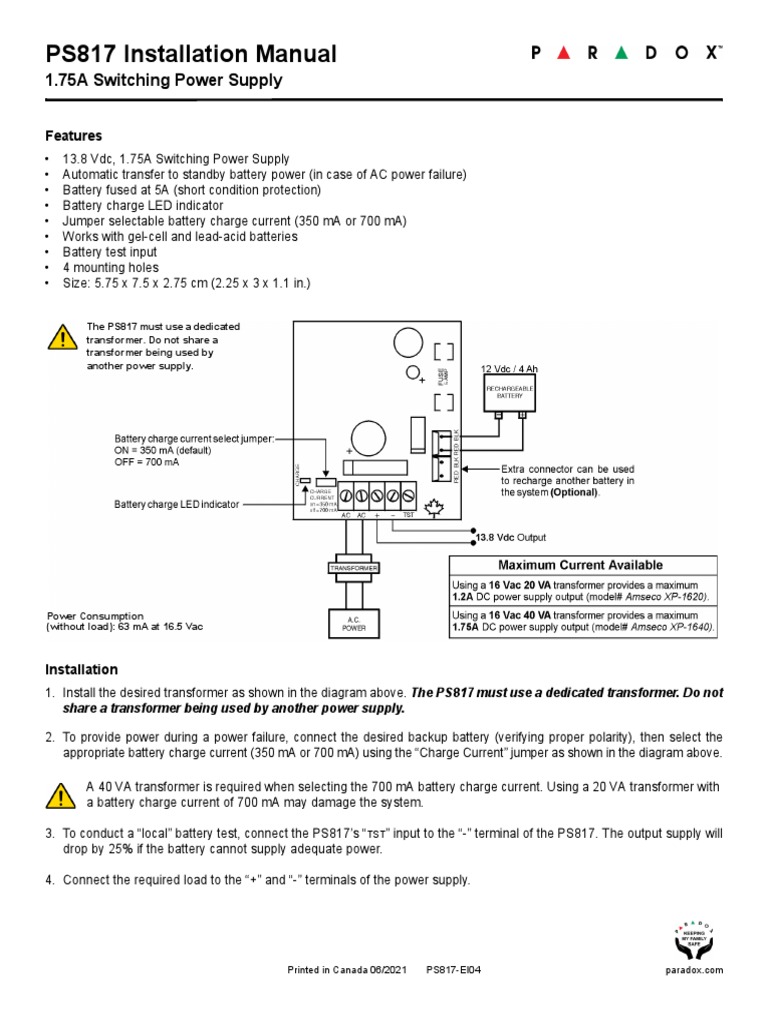 PS817 Power Supply Installation Guide | PDF