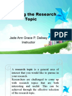 Selecting The Research Topic