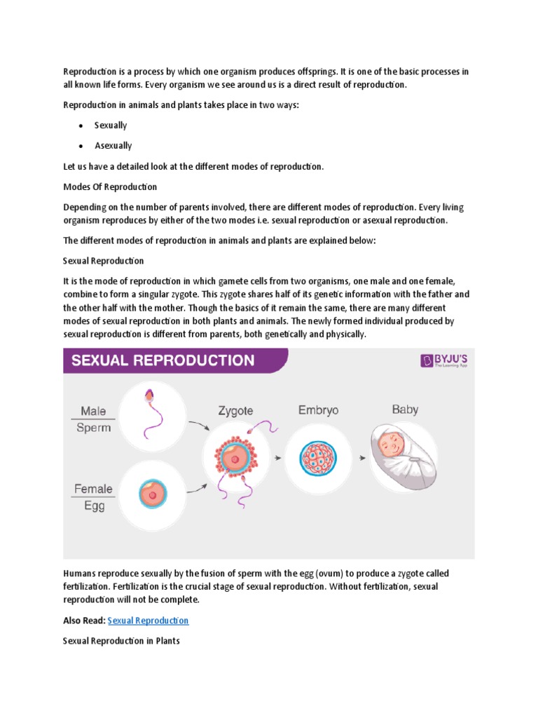 Reproduction Is A Process by Which One Organism Produces Offsprings PDF