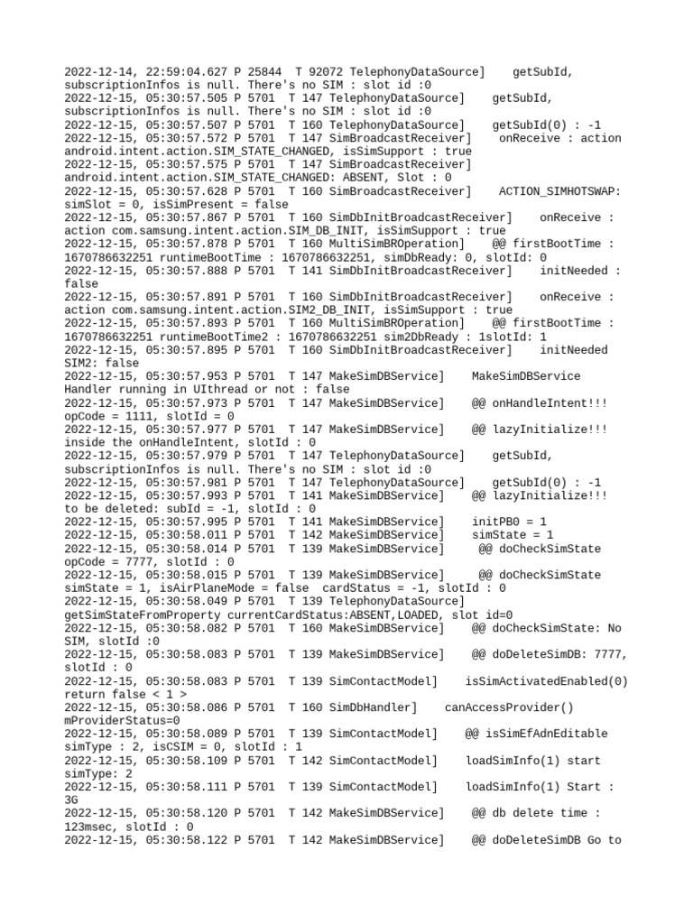 SIM State Changes and Database Updates | PDF