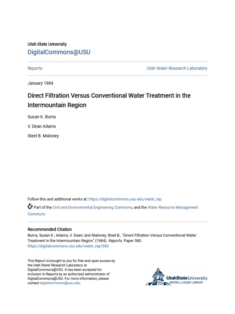 Direct Filtration Vs Conventional Water Treatment PDF Water