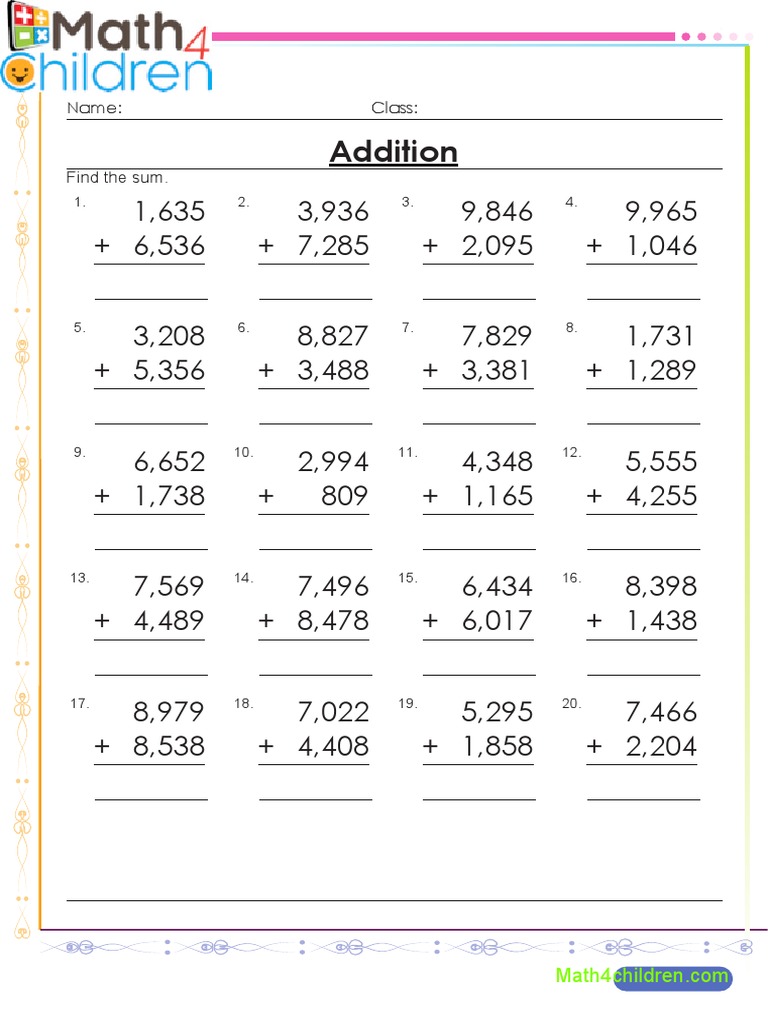 Addition Worksheets for Kids | PDF | Chess Theory | Chess