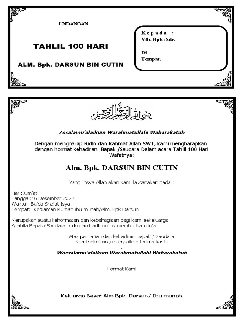 Undangan Tahlil | PDF