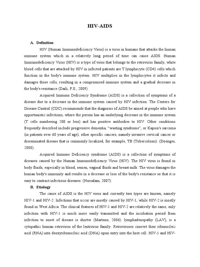 A Comprehensive Overview of HIV/AIDS Definition, Etiology