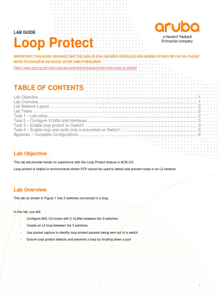 AOS-CX Switch Simulator - Loop Protect Lab Guide | PDF | Network Switch ...