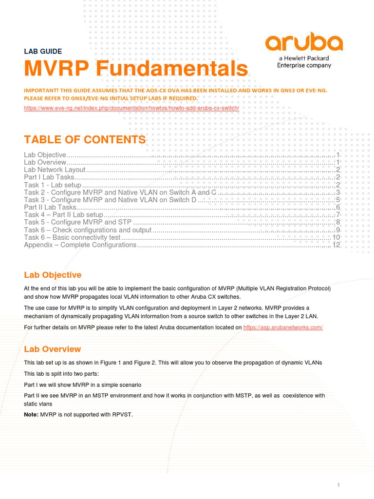 MVRP Configuration Lab Guide | PDF | Computer Architecture ...