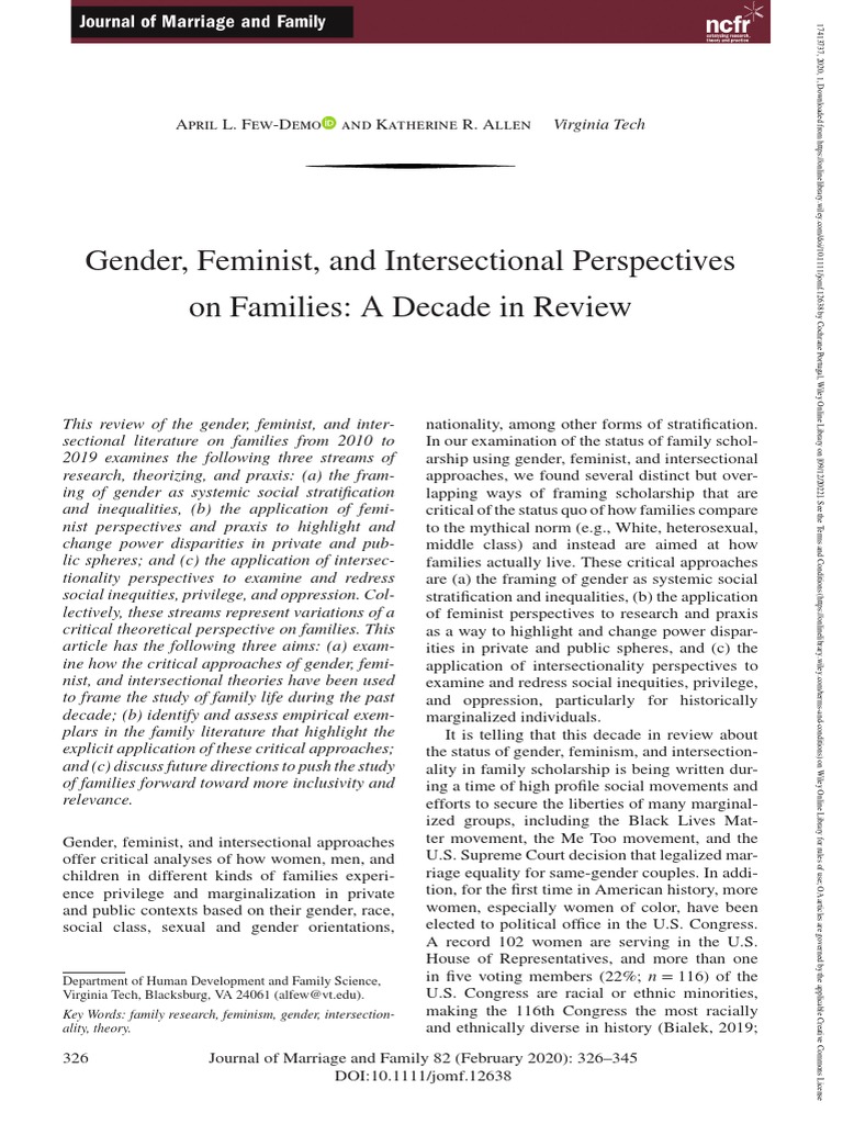 J of Marriage and Family 2020 Few Demo Gender Feminist and