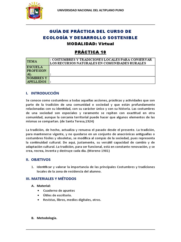Practica 10 | PDF | Tradiciones