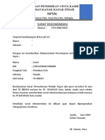 Surat Rekomendasi PINDAH TK