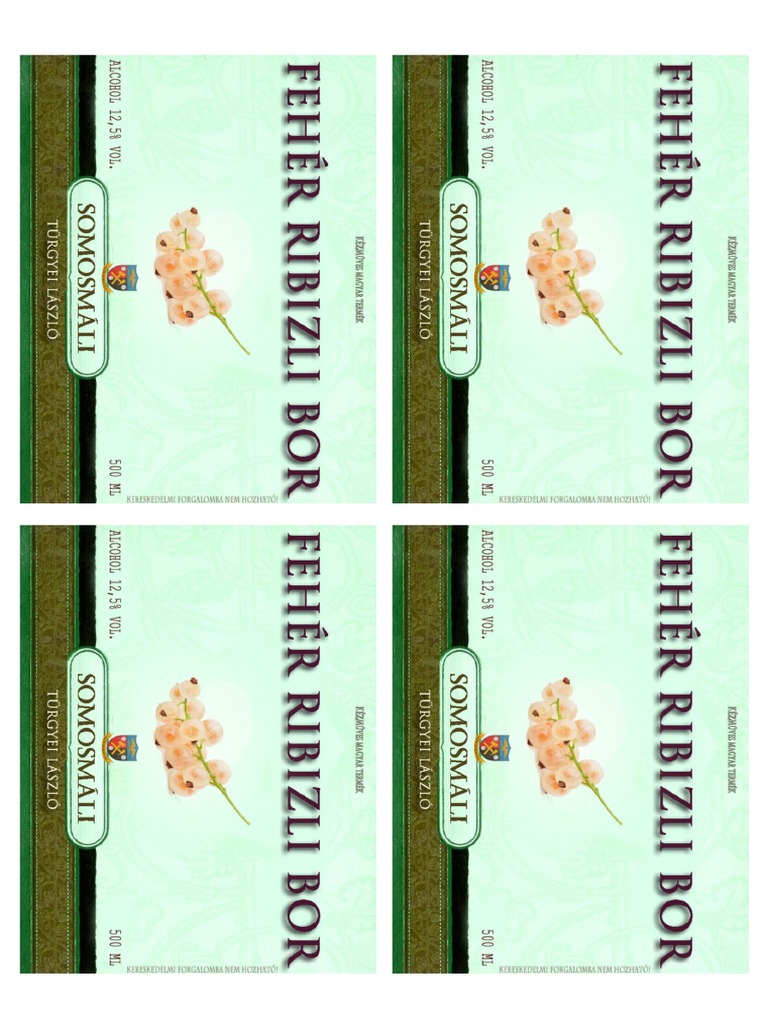 Zapi Fehér Ribizli Bor Címke | PDF