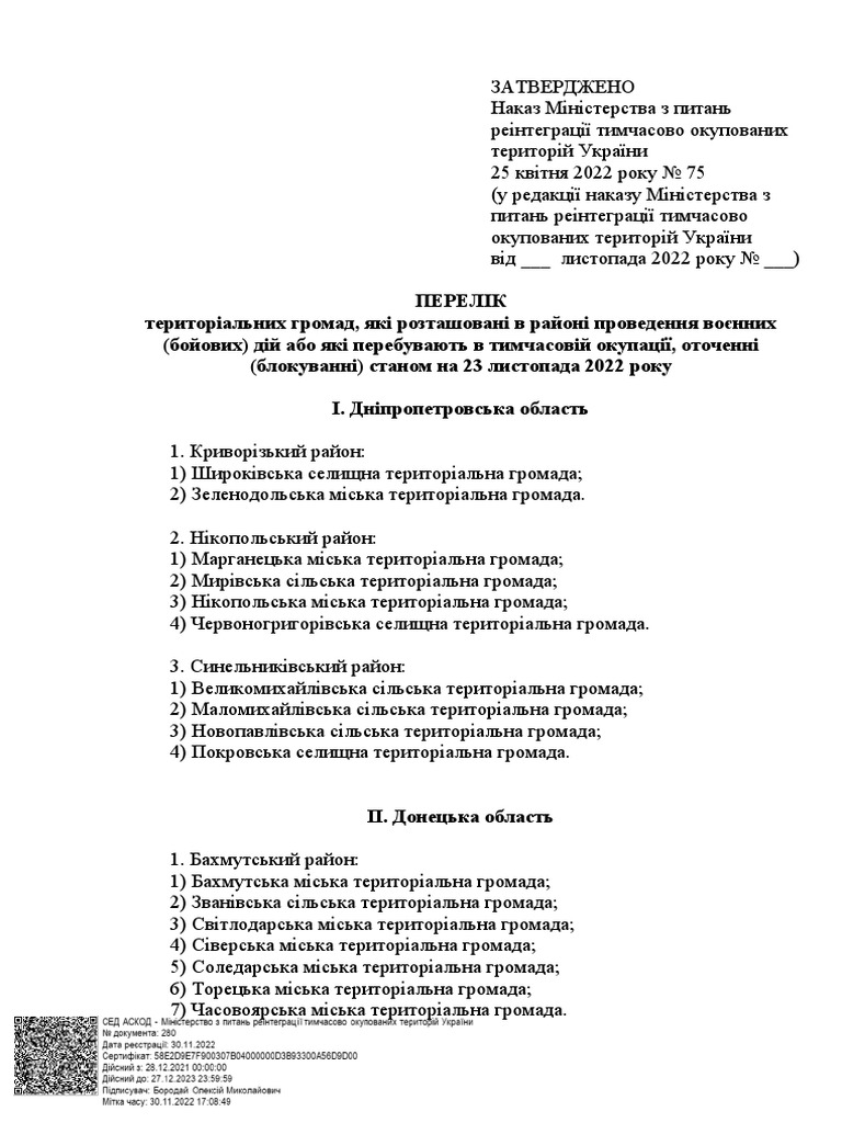 Перелік Громад Для Виплат ВПО | PDF