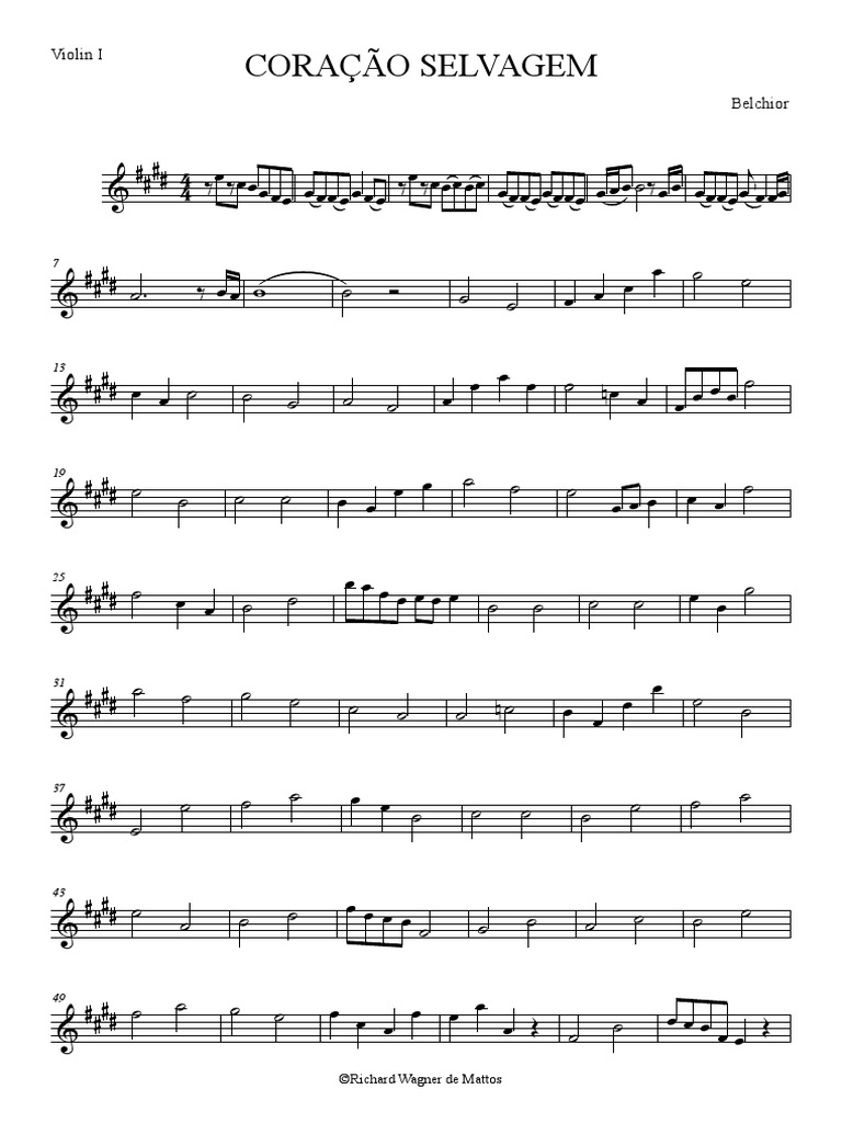 Coração Selvagem - Violino 1 | PDF