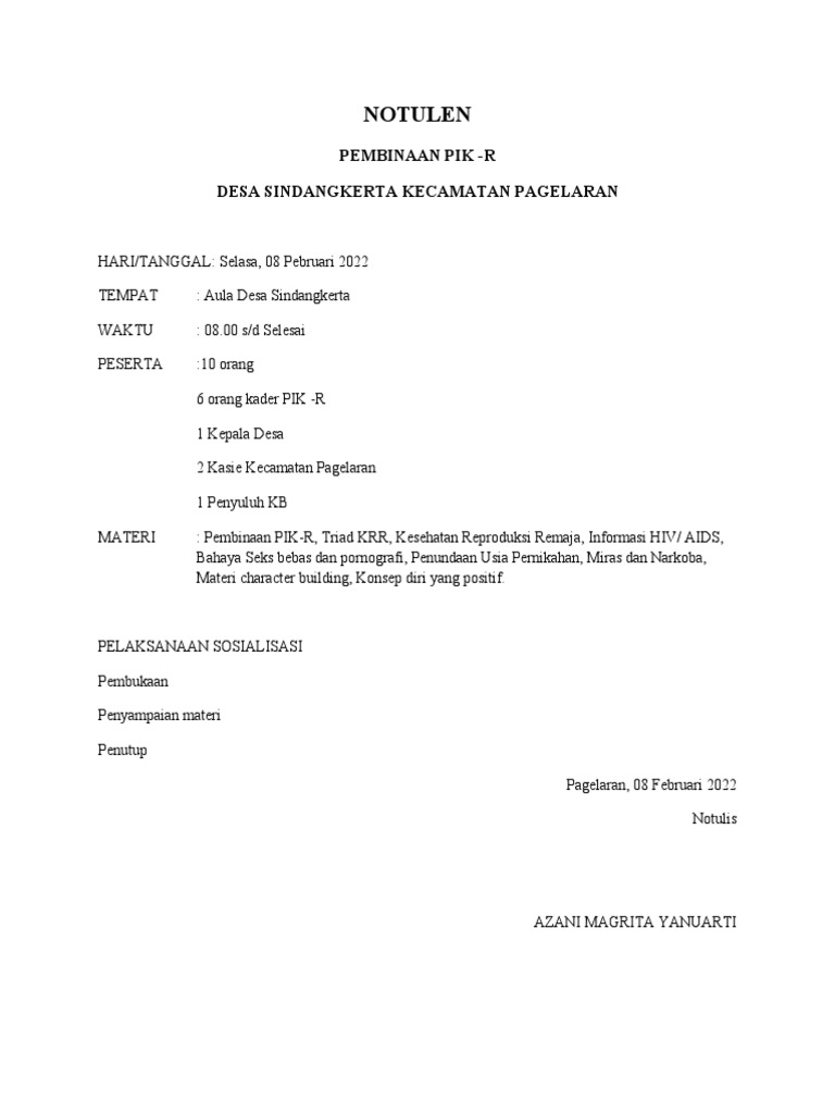 Pembinaan PIK-R di Desa Pagelaran | PDF | Ilmu Sosial