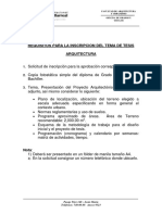 Requisito Inscripcion Del Tema de Tesis-Proyecto Arquitectonico