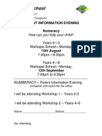 Numeracy Evening Slip