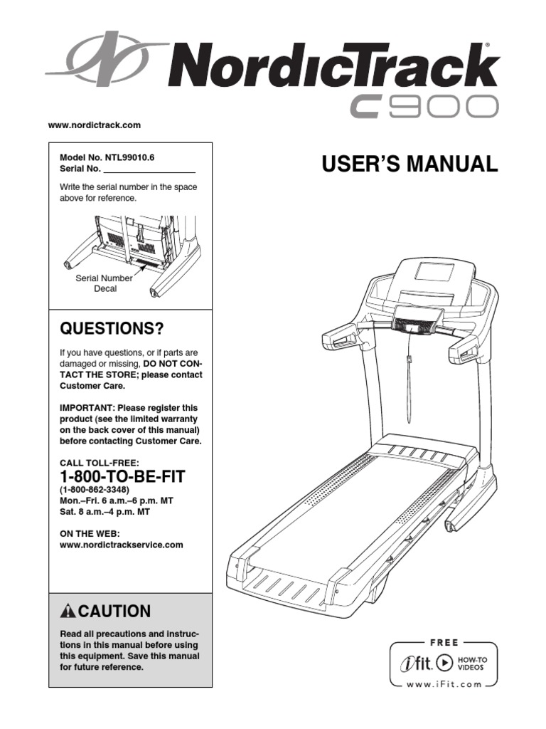 Product Support/nordictrack/249896 Nordictrack C 900 Treadmill