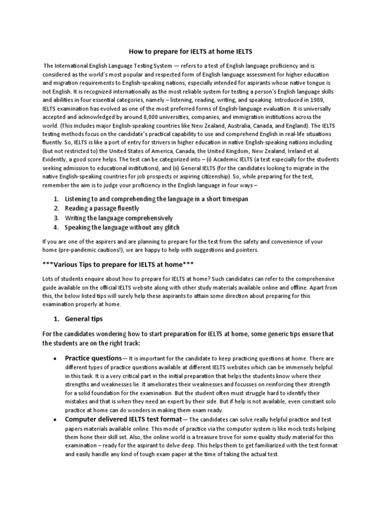 How to prepare for ielts at home ielts pdf international english