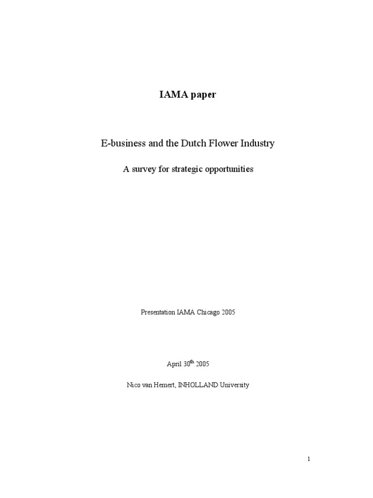 EBusiness Opportunities for the Dutch Flower Industry Insights from